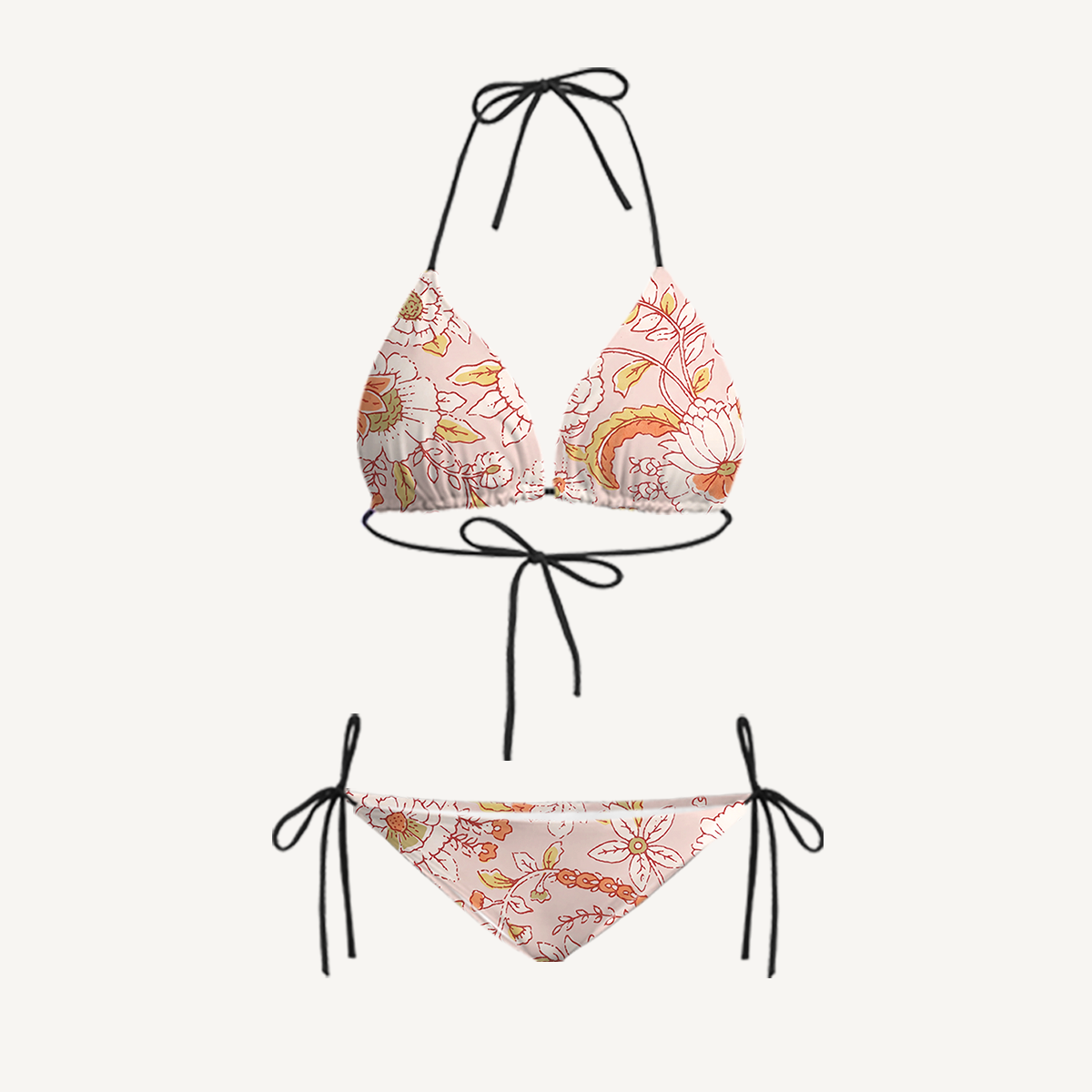 Dusty Bloom Whisper Tie Side Bikini Set with Matching Pants