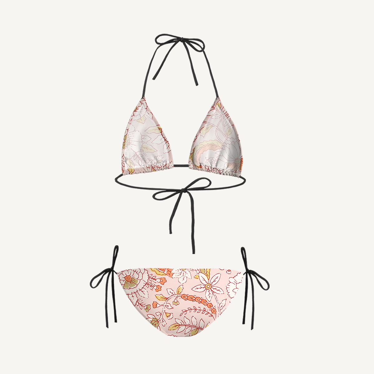 Dusty Bloom Whisper Tie Side Bikini Set with Matching Pants