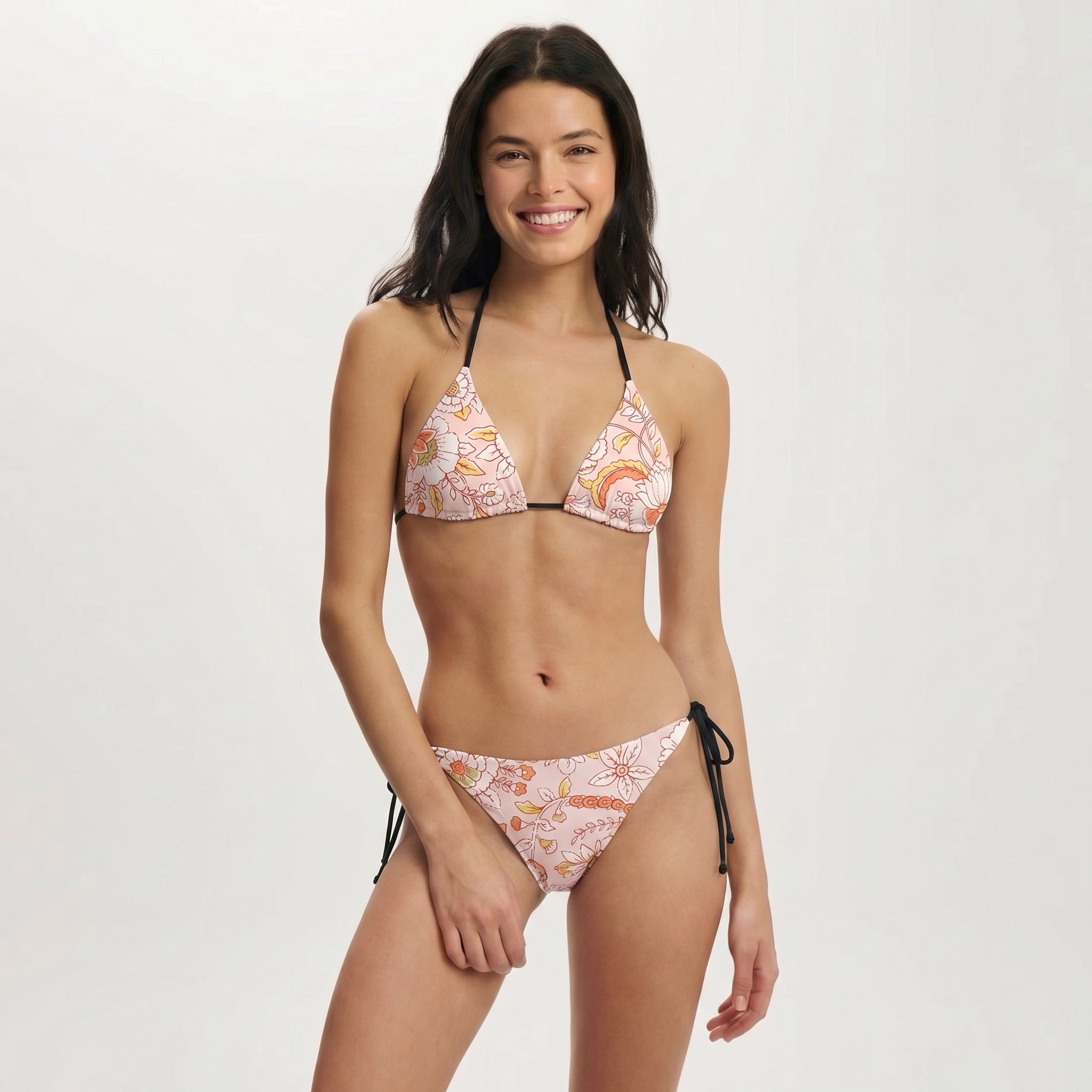 Dusty Bloom Whisper Tie Side Bikini Set with Matching Pants