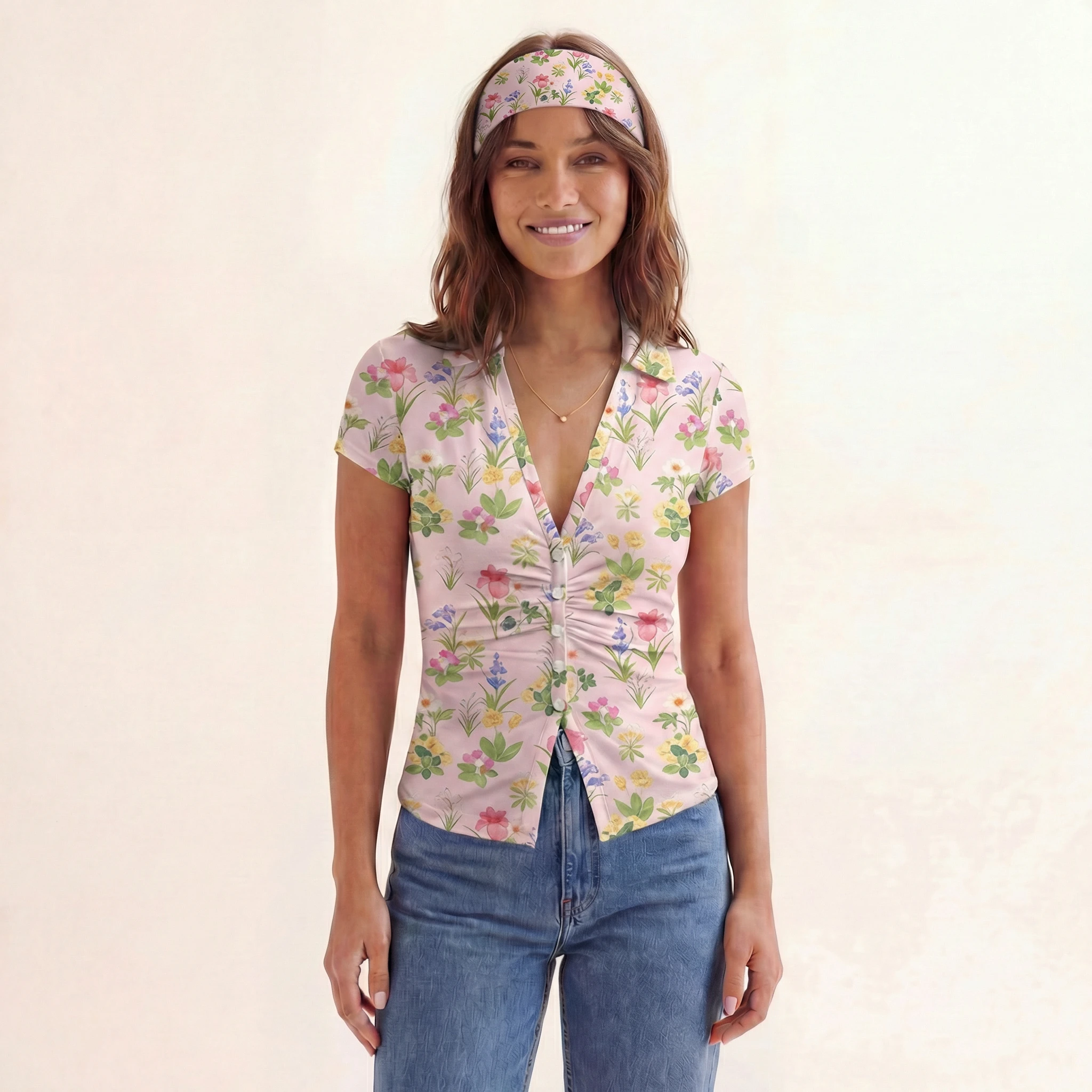 Delicate Blossom Print Boho Bandeau Headband