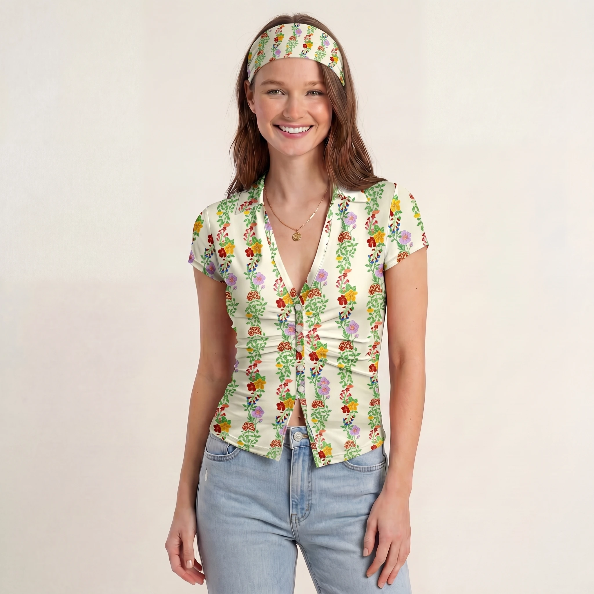 Blossom Trail Print Boho Bandeau Headband