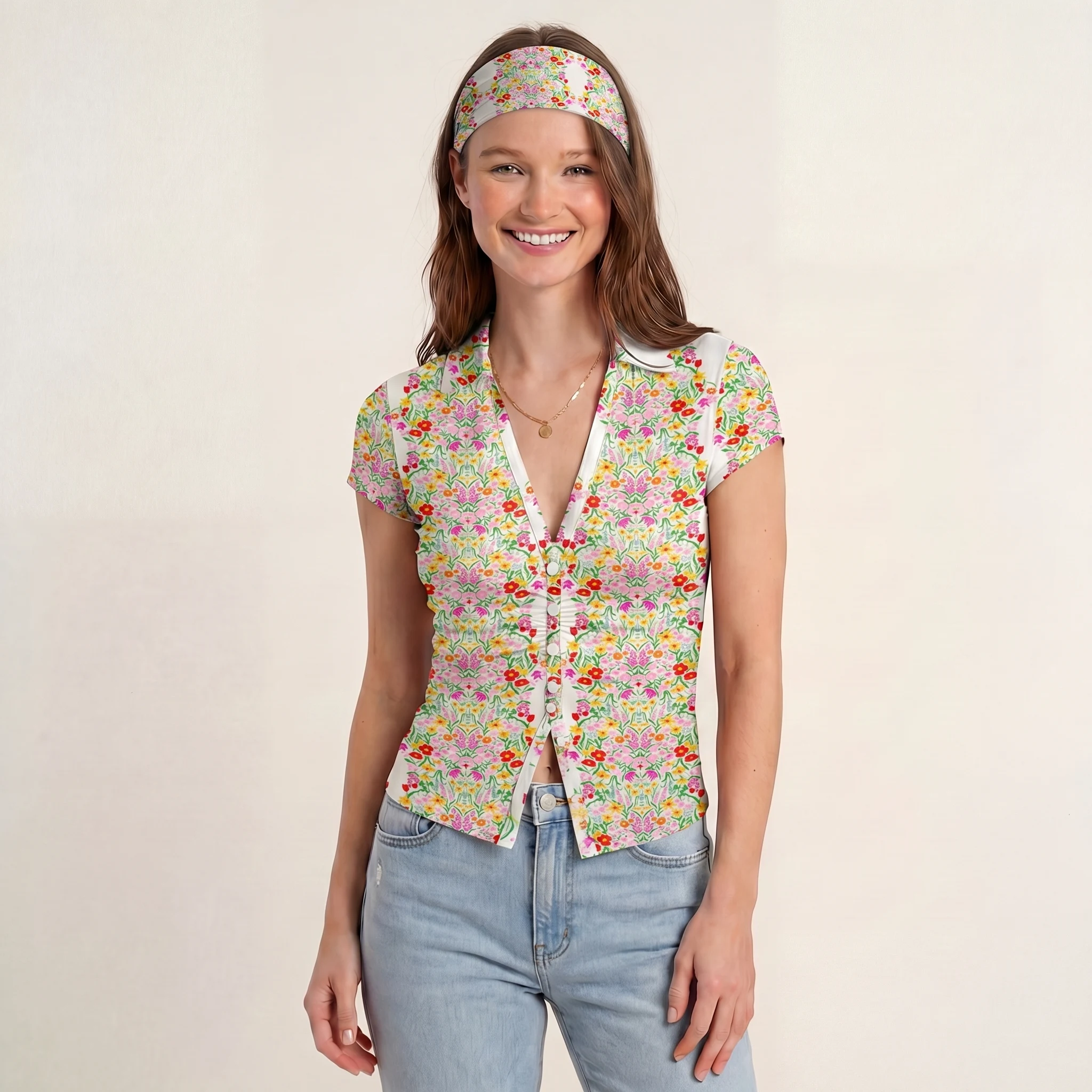 Elegant Garden Print Boho Bandeau Headband