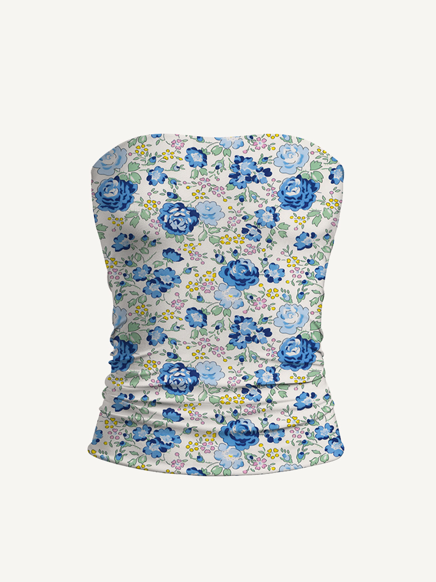 Blue Rose Floral Print Boho Bandeau Headband