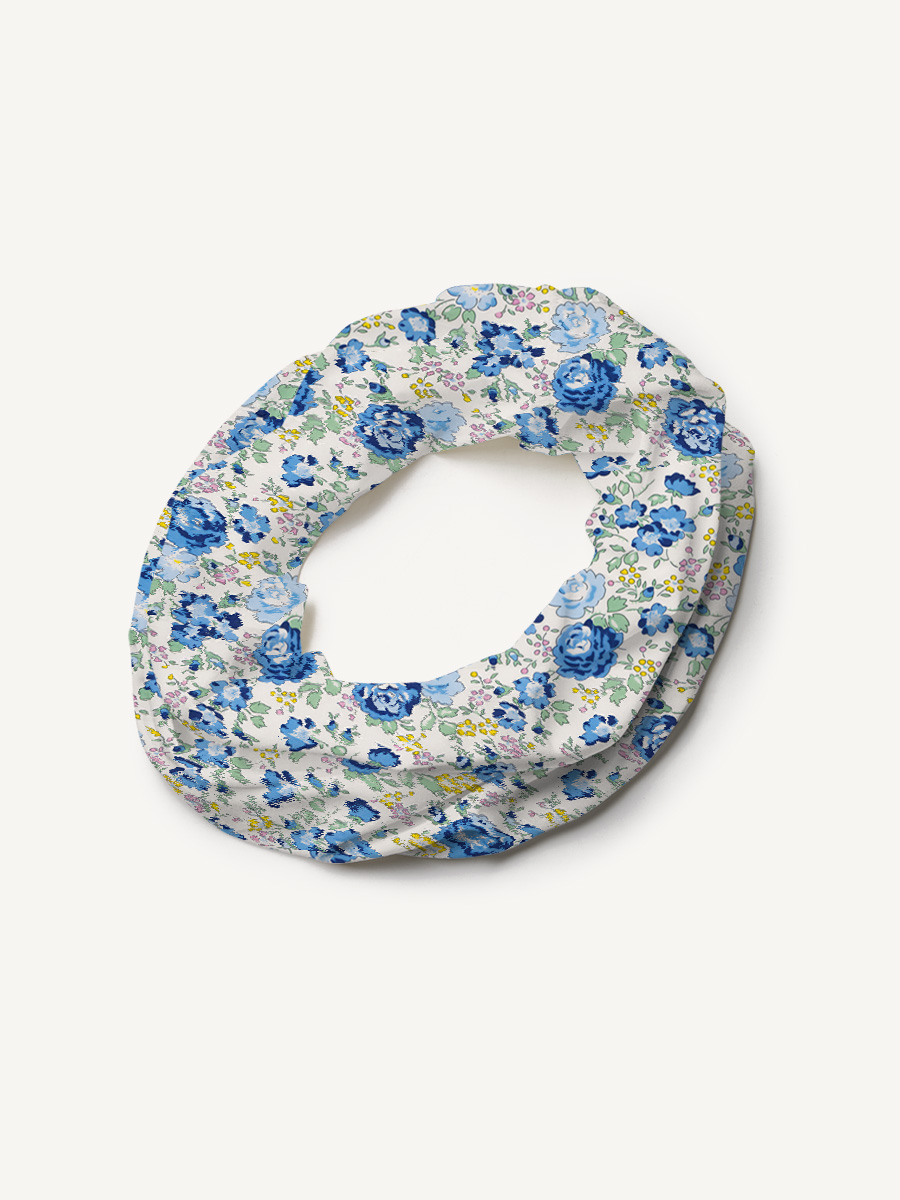 Blue Rose Floral Print Boho Bandeau Headband