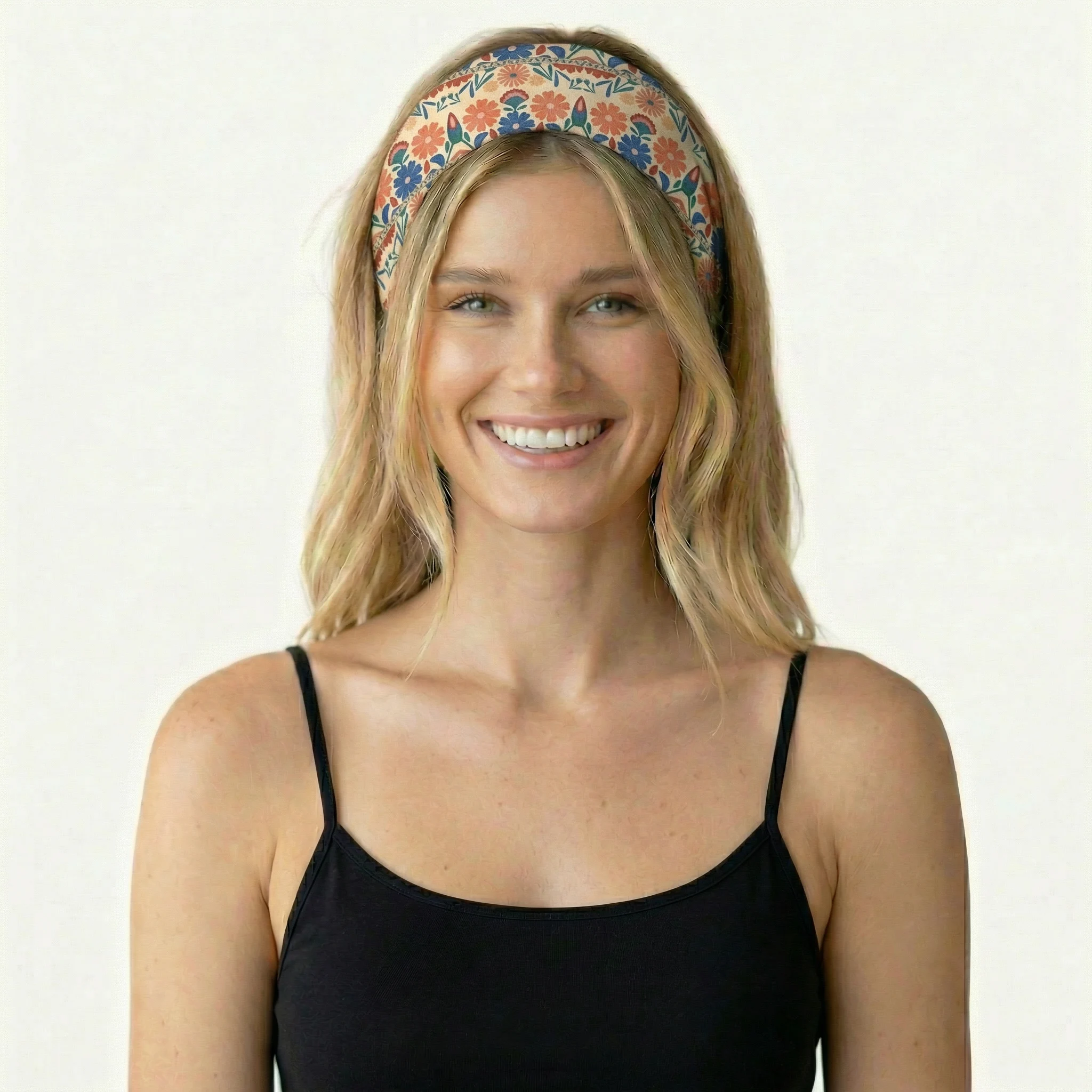 Bohemian Folk Floral Stripe Print Boho Bandeau Headband