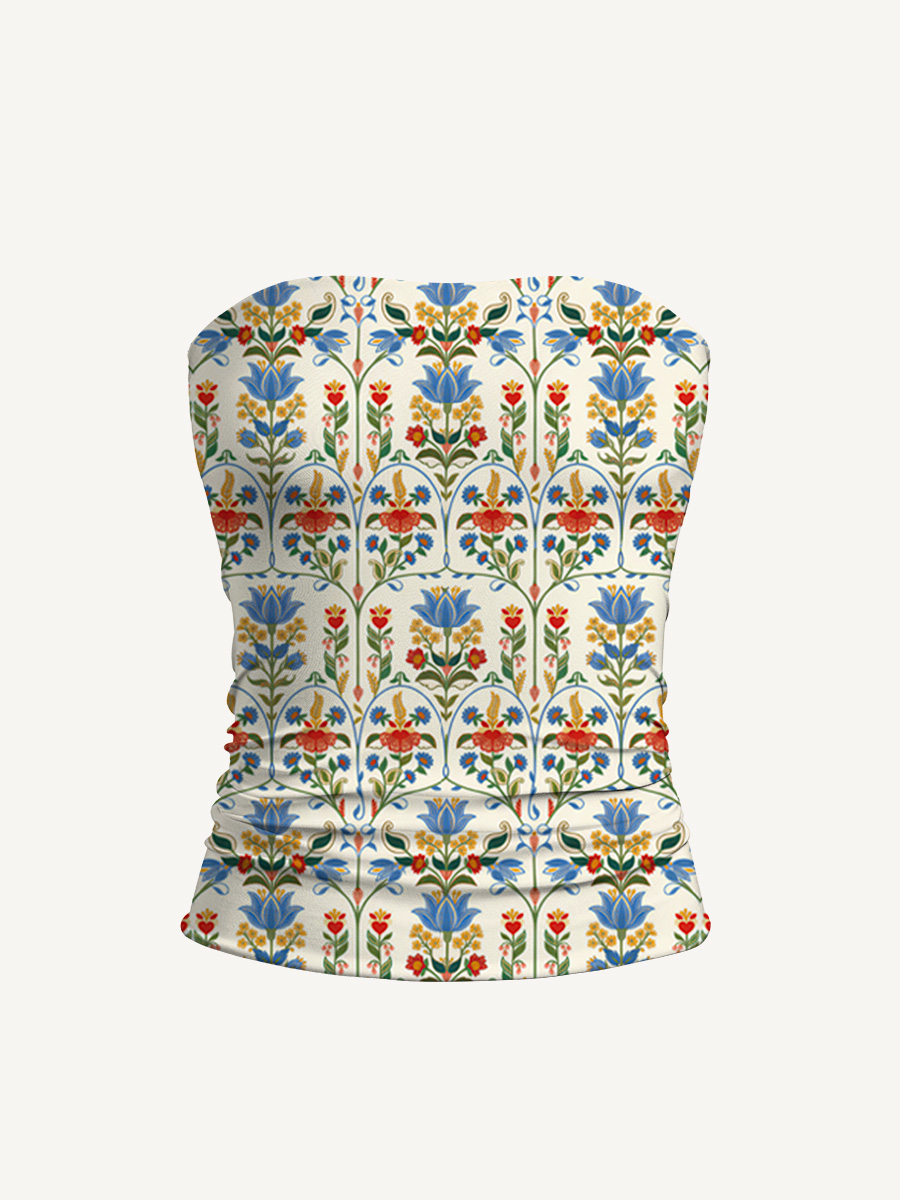 Folk Bloom Print Boho Bandeau Headband