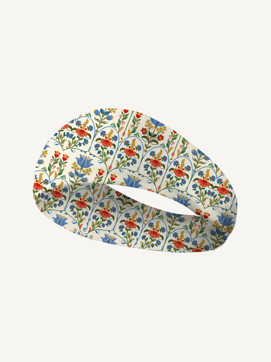 Folk Bloom Print Boho Bandeau Headband