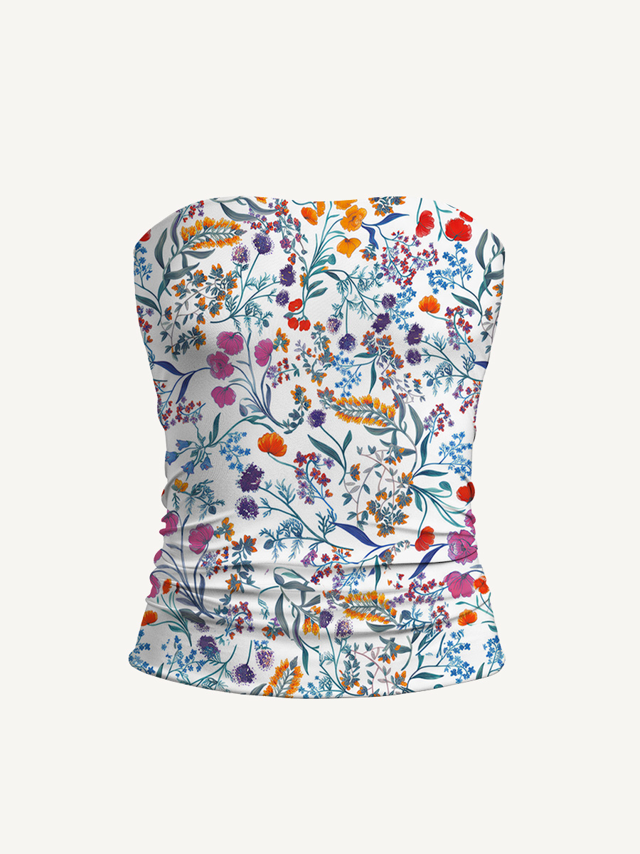 Fiery Meadow Print Boho Bandeau Headband