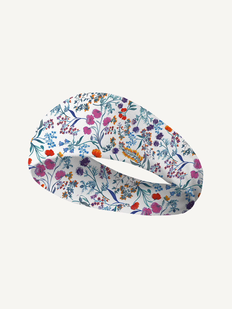 Fiery Meadow Print Boho Bandeau Headband