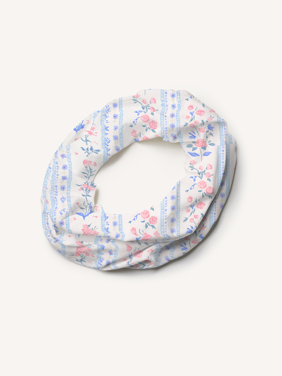 Blue Marigold Print Boho Bandeau Headband