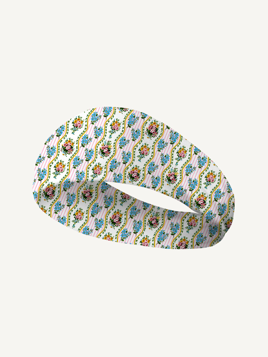 Vintage Bouquet Rose Print Boho Bandeau Headband