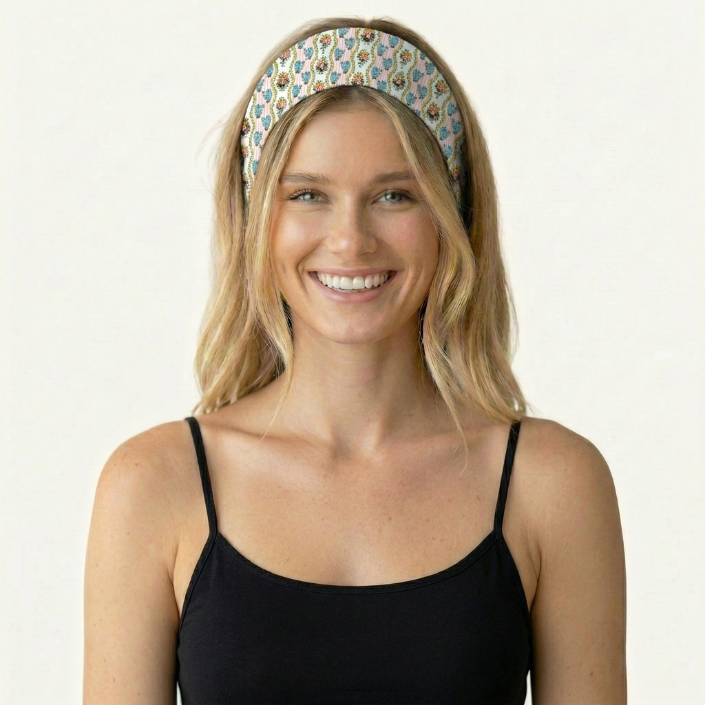 Vintage Bouquet Rose Print Boho Bandeau Headband