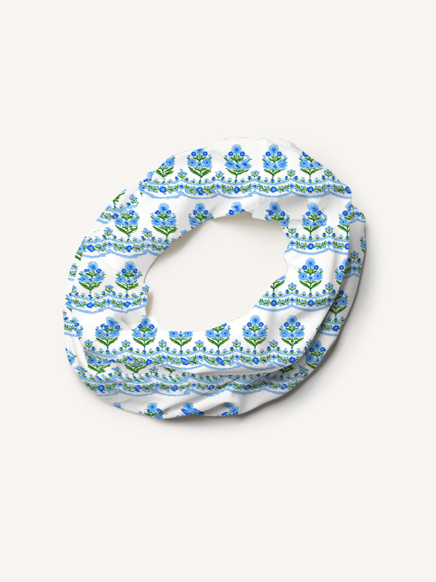 Azure Folk Print Boho Bandeau Headband