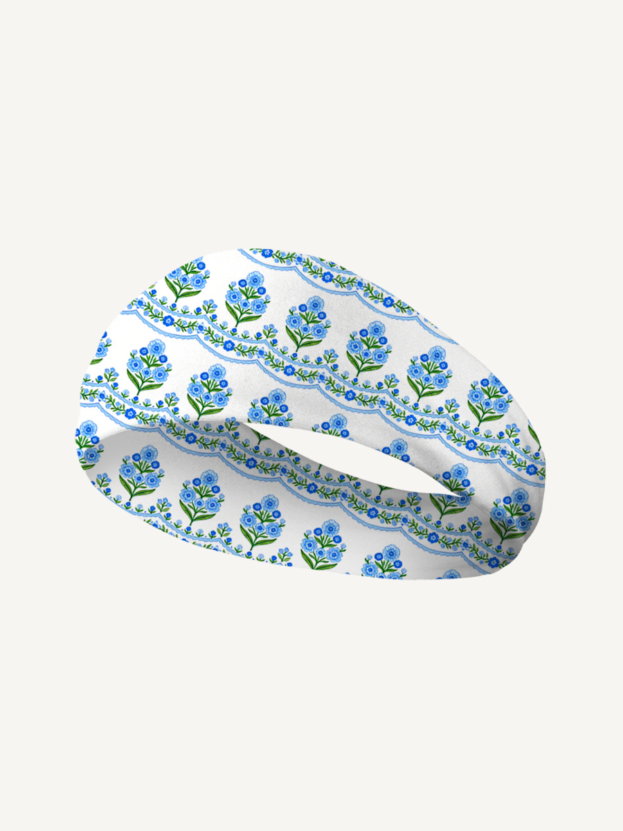 Azure Folk Print Boho Bandeau Headband