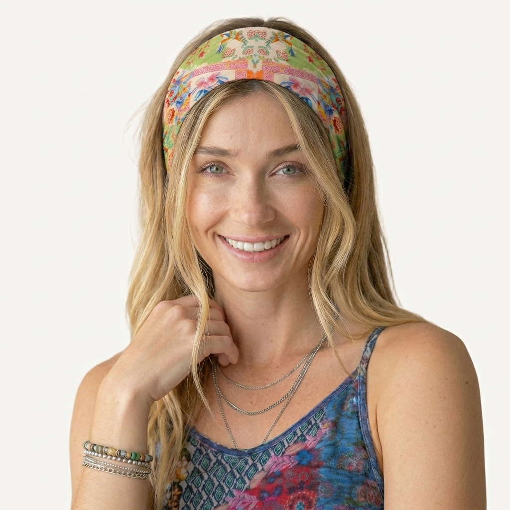 Vivid Lily Print Boho Bandeau Headband