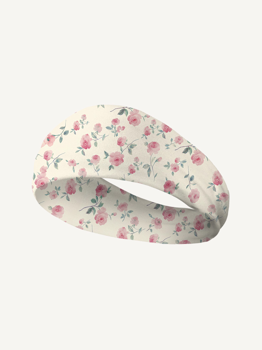 Blush Rose Print Boho Bandeau Headband