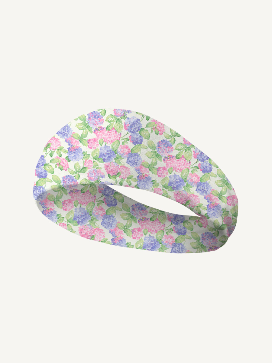 Lilac Hydrangea Print Boho Bandeau Headband