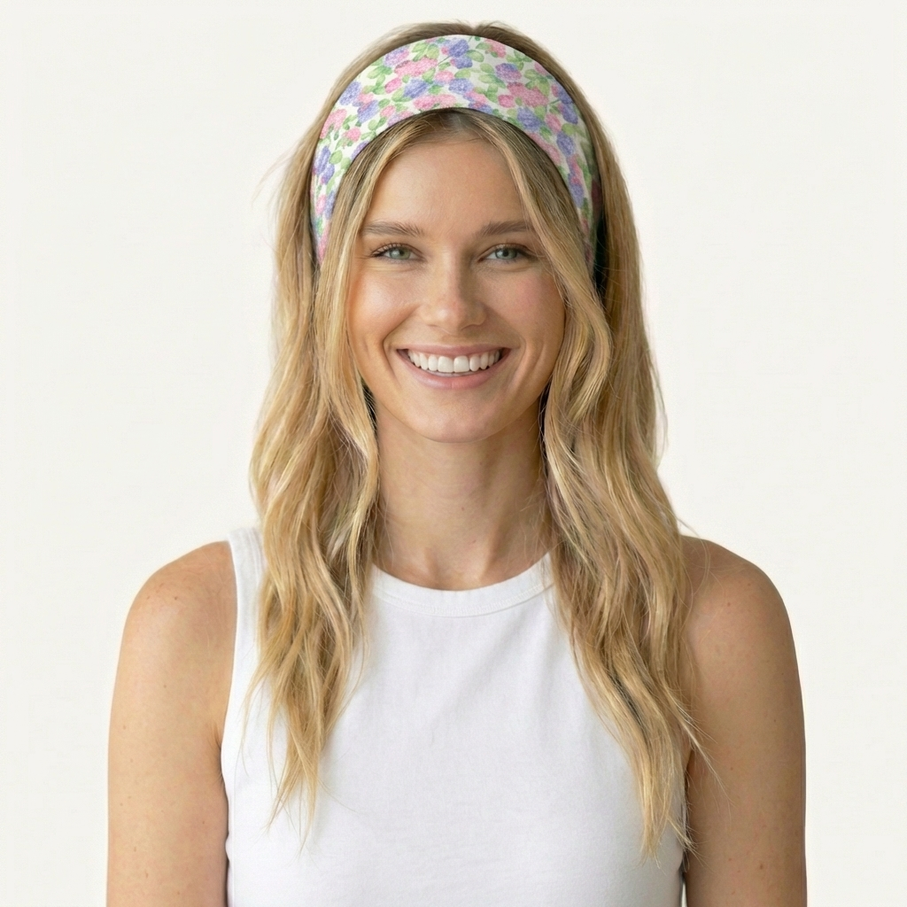 Lilac Hydrangea Print Boho Bandeau Headband