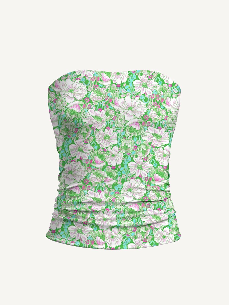 Mint Garden Print Boho Bandeau Headband