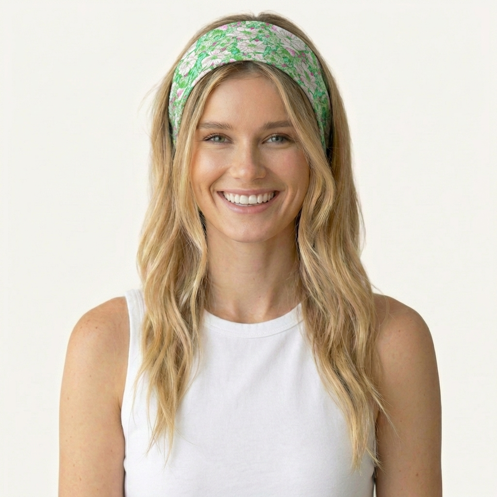 Mint Garden Print Boho Bandeau Headband