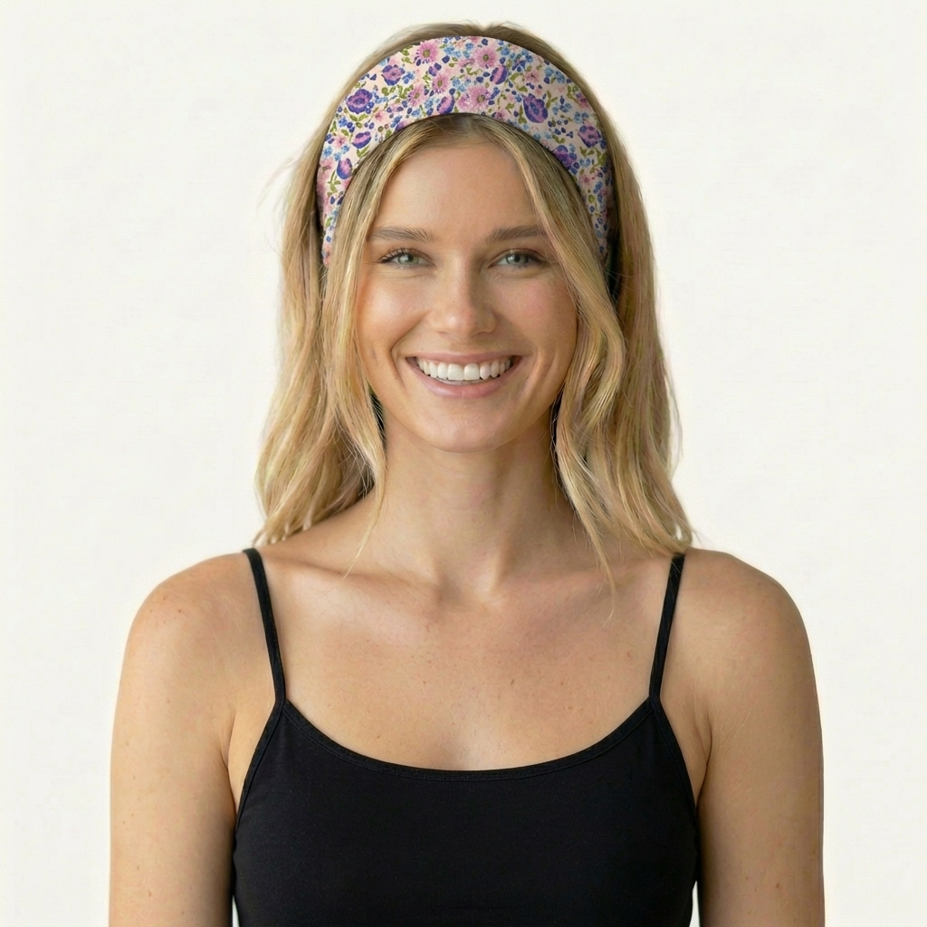 Lavender Bloom Print Boho Bandeau Headband