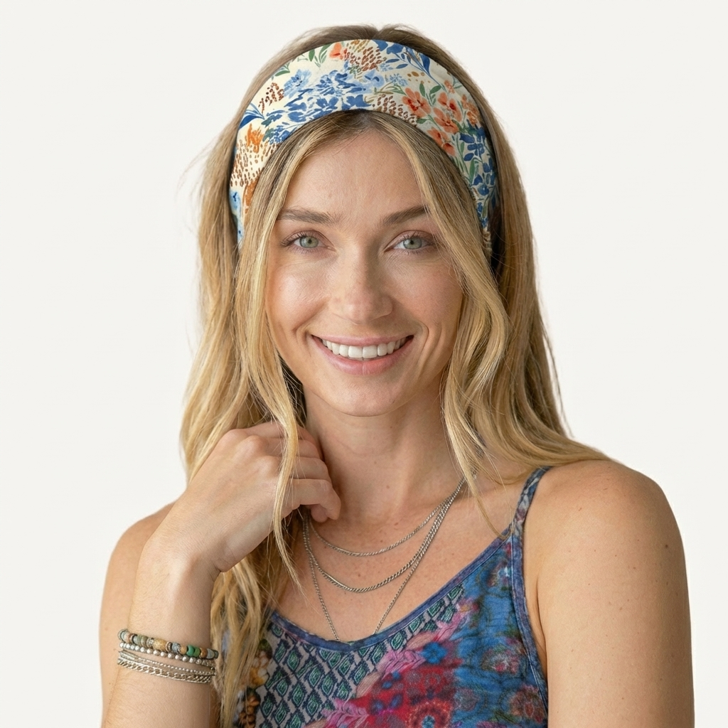 Breeze Meadow Print Boho Bandeau Headband