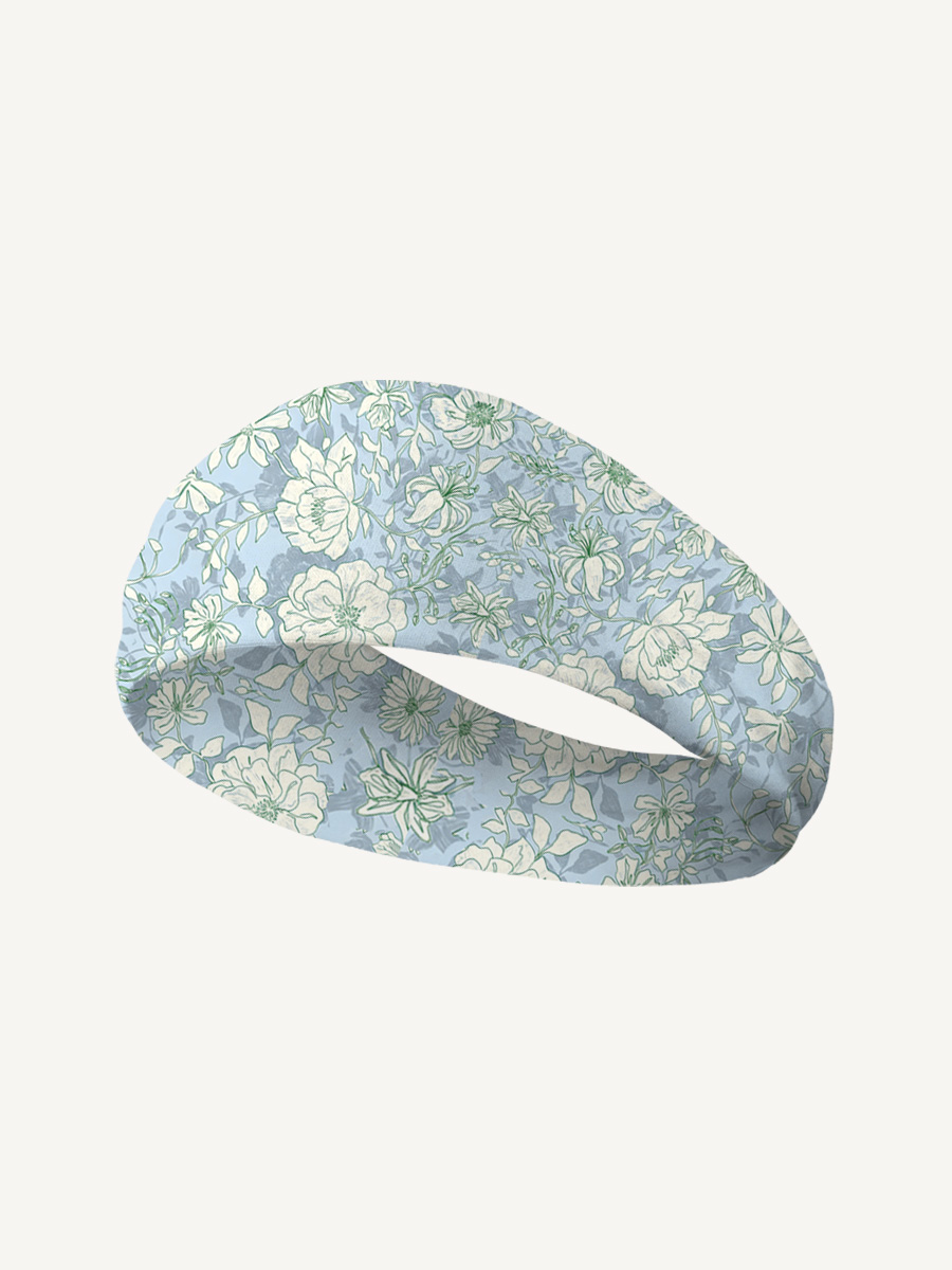 Mist Floral Print Boho Bandeau Headband