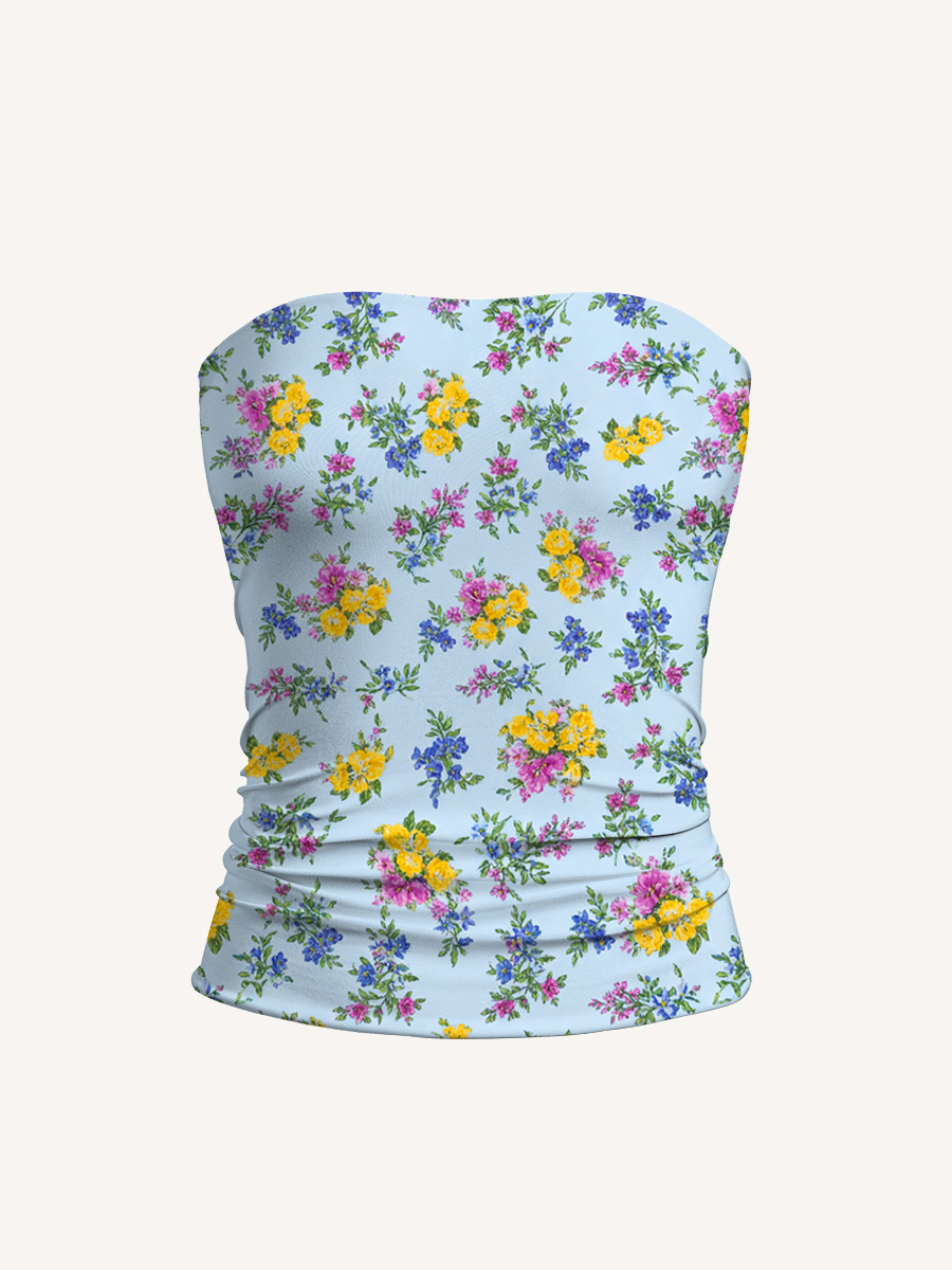 Blue Meadow Print Boho Bandeau Headband