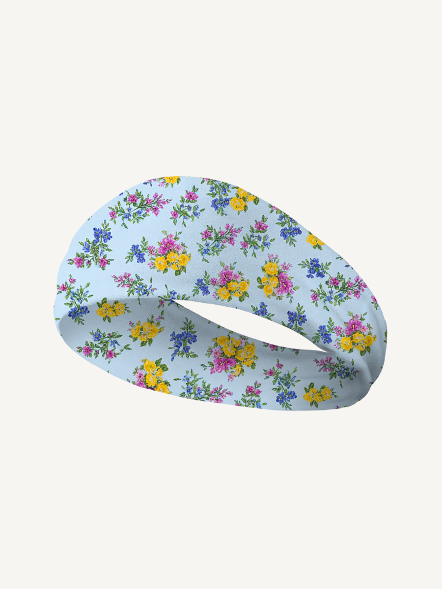 Blue Meadow Print Boho Bandeau Headband