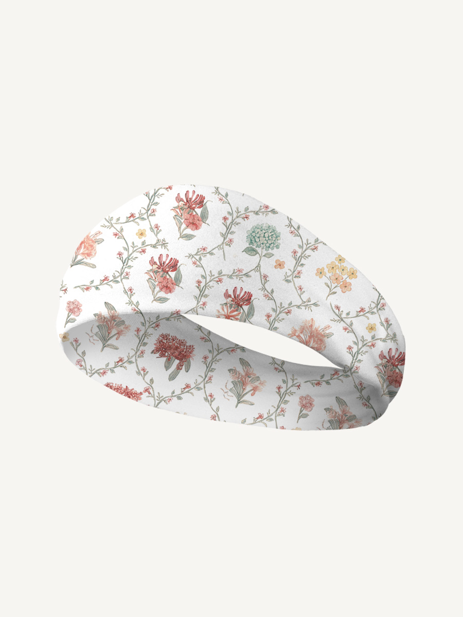 Coral Vine Print Boho Bandeau Headband