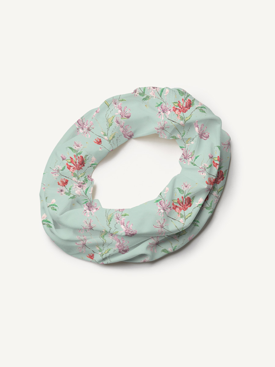 Mint Honeysuckle Print Boho Bandeau Headband