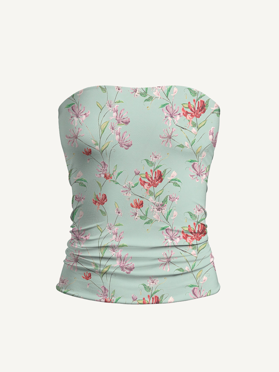 Mint Honeysuckle Print Boho Bandeau Headband