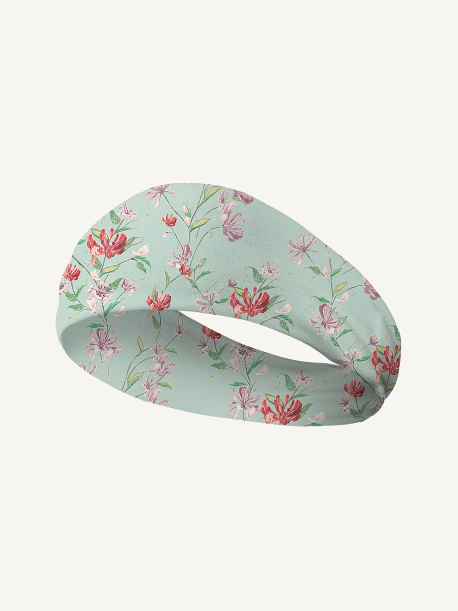 Mint Honeysuckle Print Boho Bandeau Headband