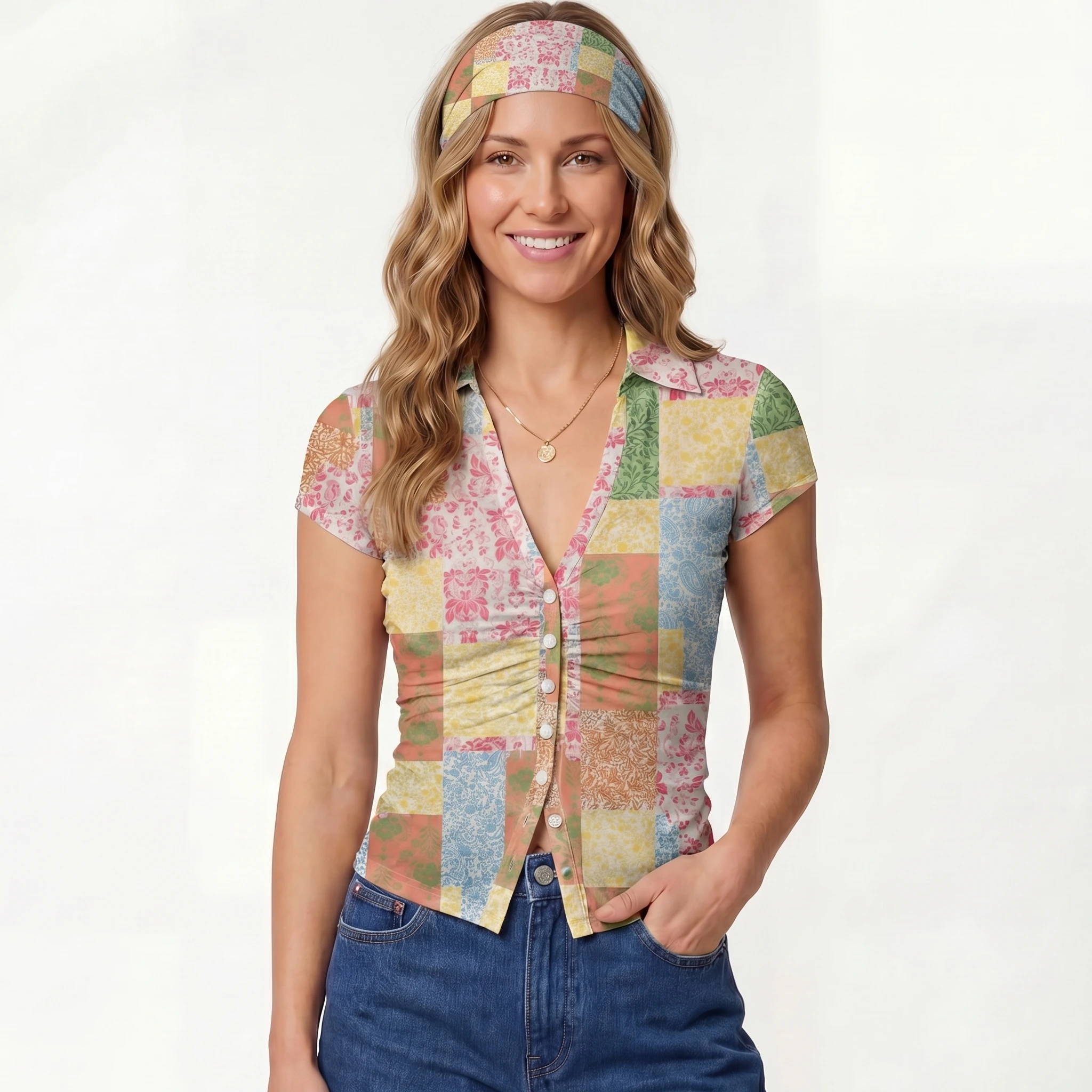 Morning Patch Print Boho Bandeau Headband