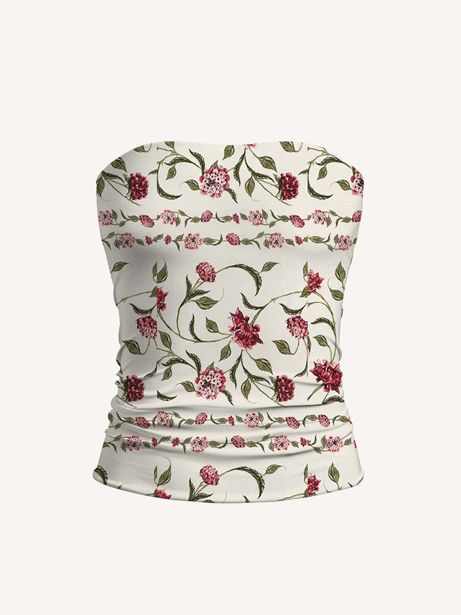 Red Floral Print Boho Bandeau Headband