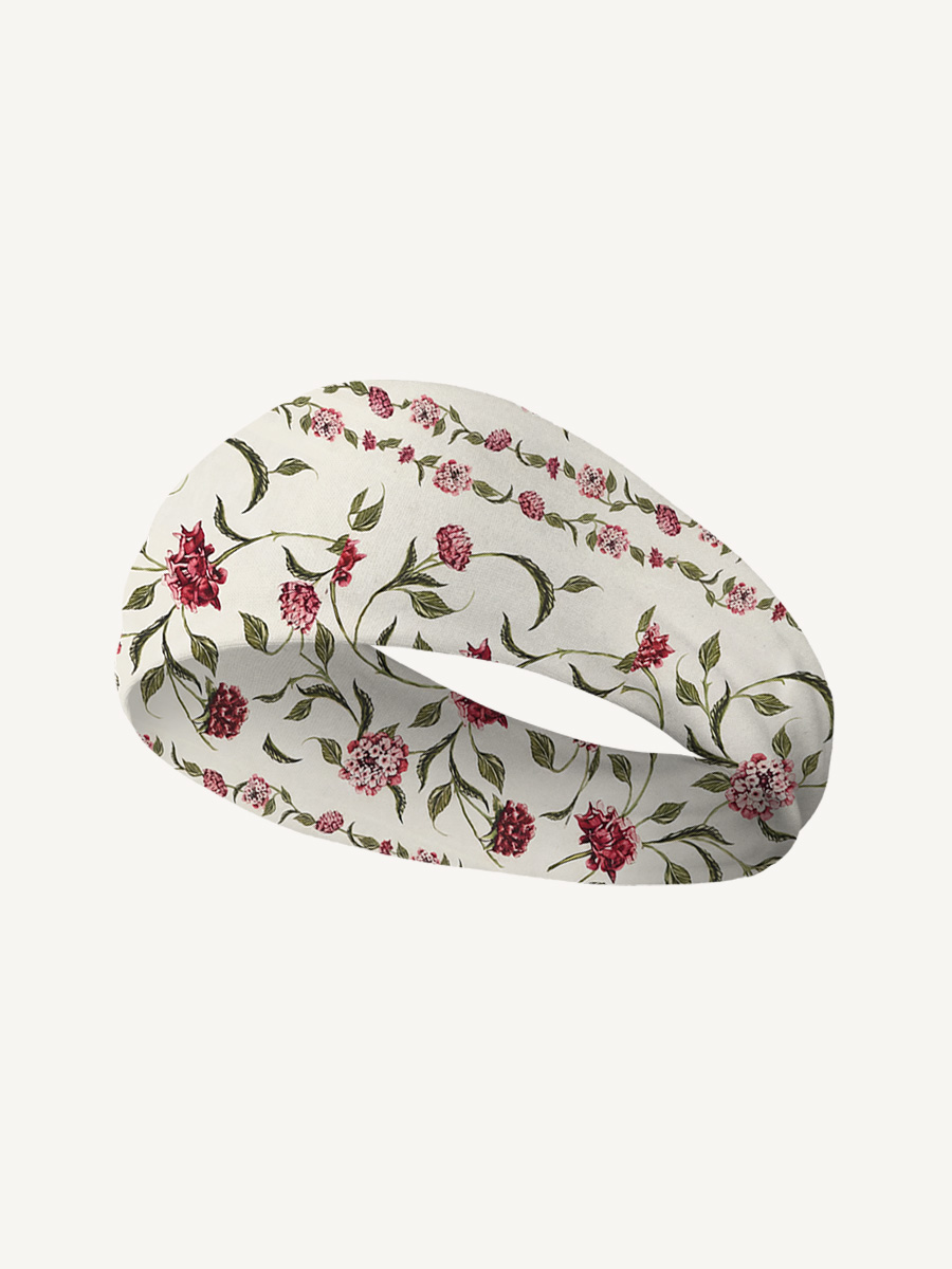 Red Floral Print Boho Bandeau Headband