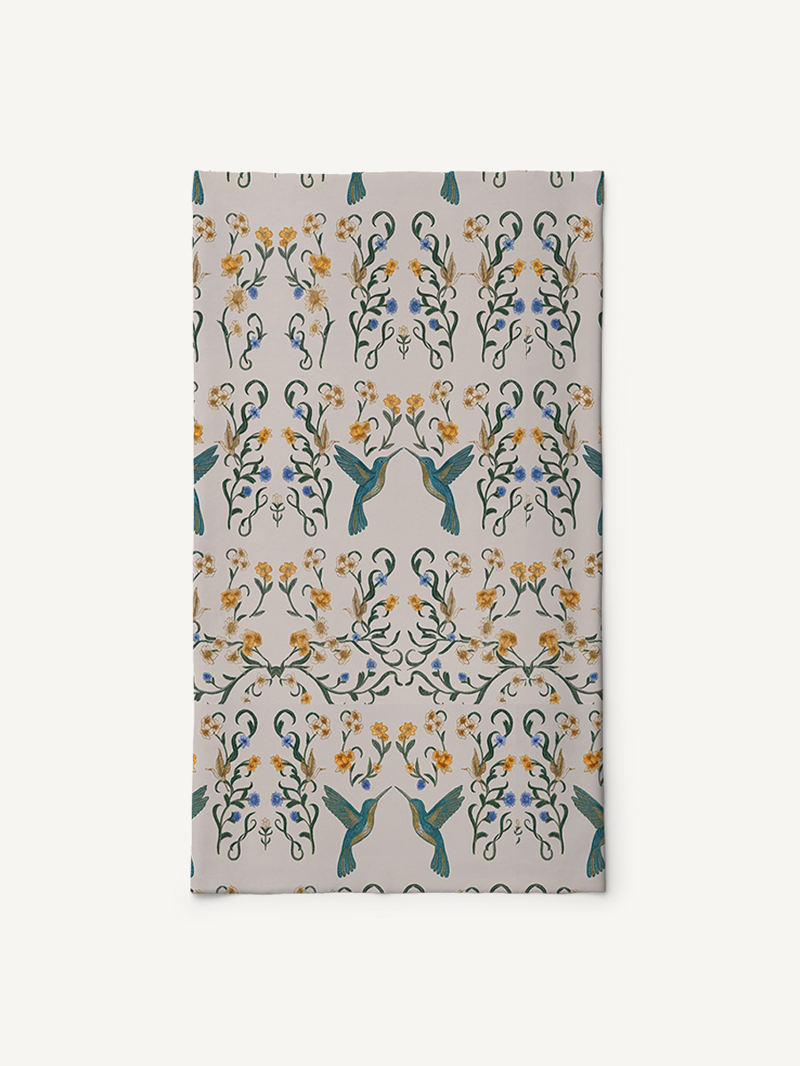 Whispering Hummingbird Print Boho Bandeau Headband