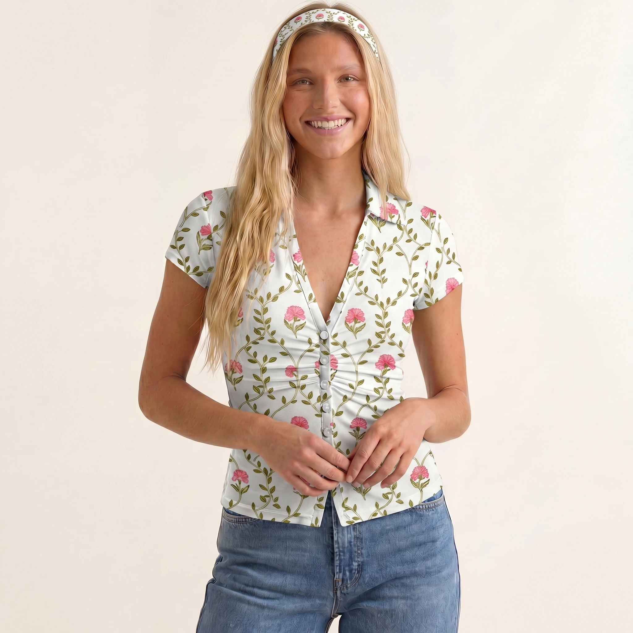 Clover Vine Whisper Print Boho Bandeau Headband