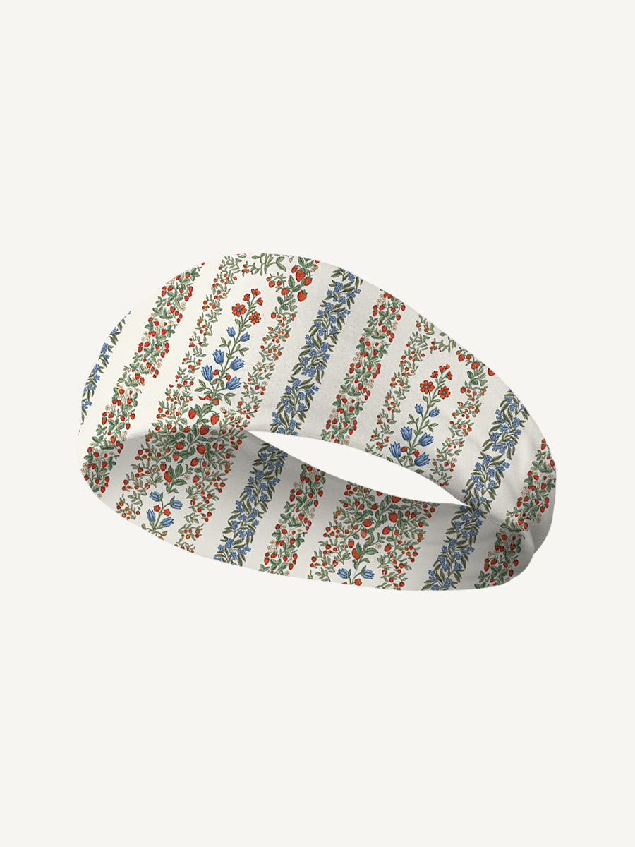 Strawberry Vine Tales Print Boho Bandeau Headband