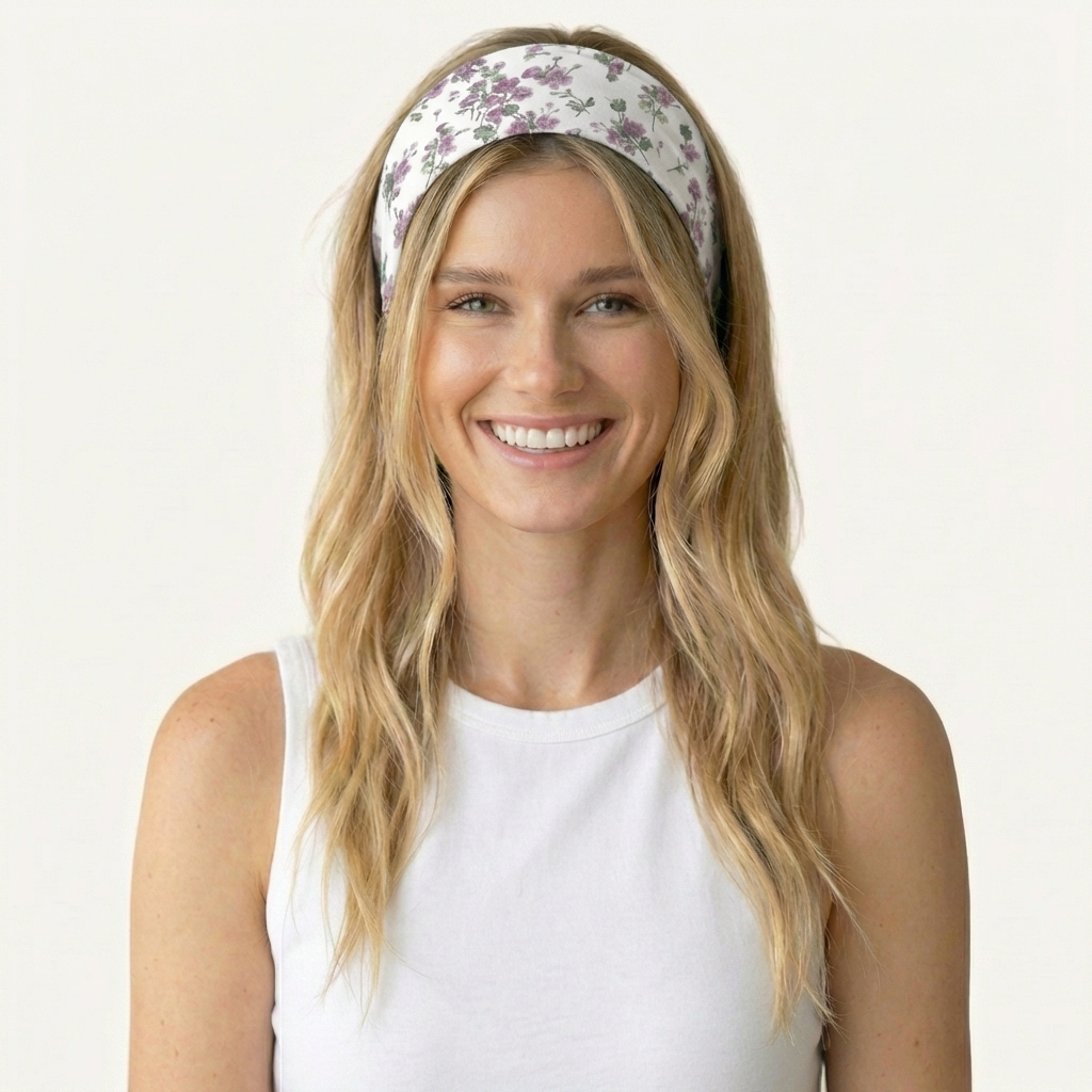 Lavender Field Whisper Print Boho Bandeau Headband