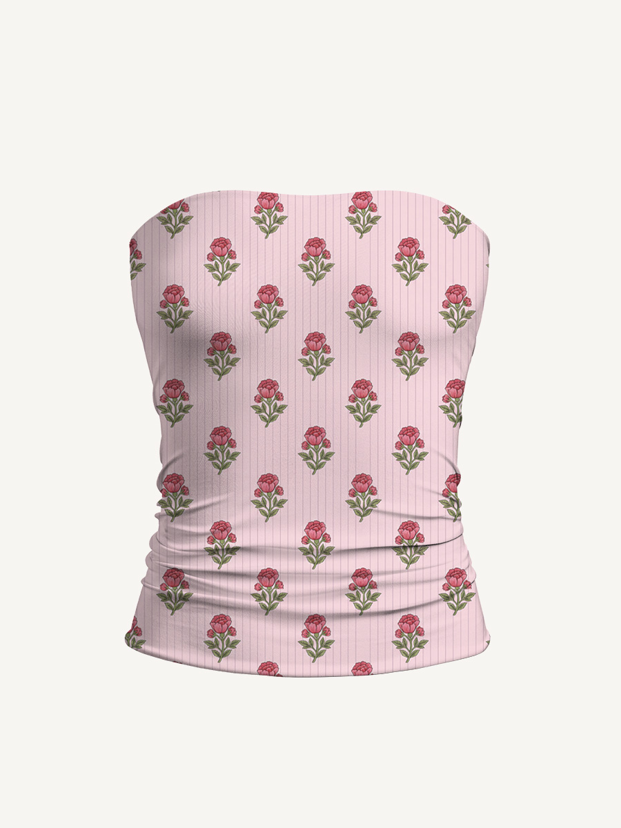 Misty Rose Garden Print Boho Bandeau Headband