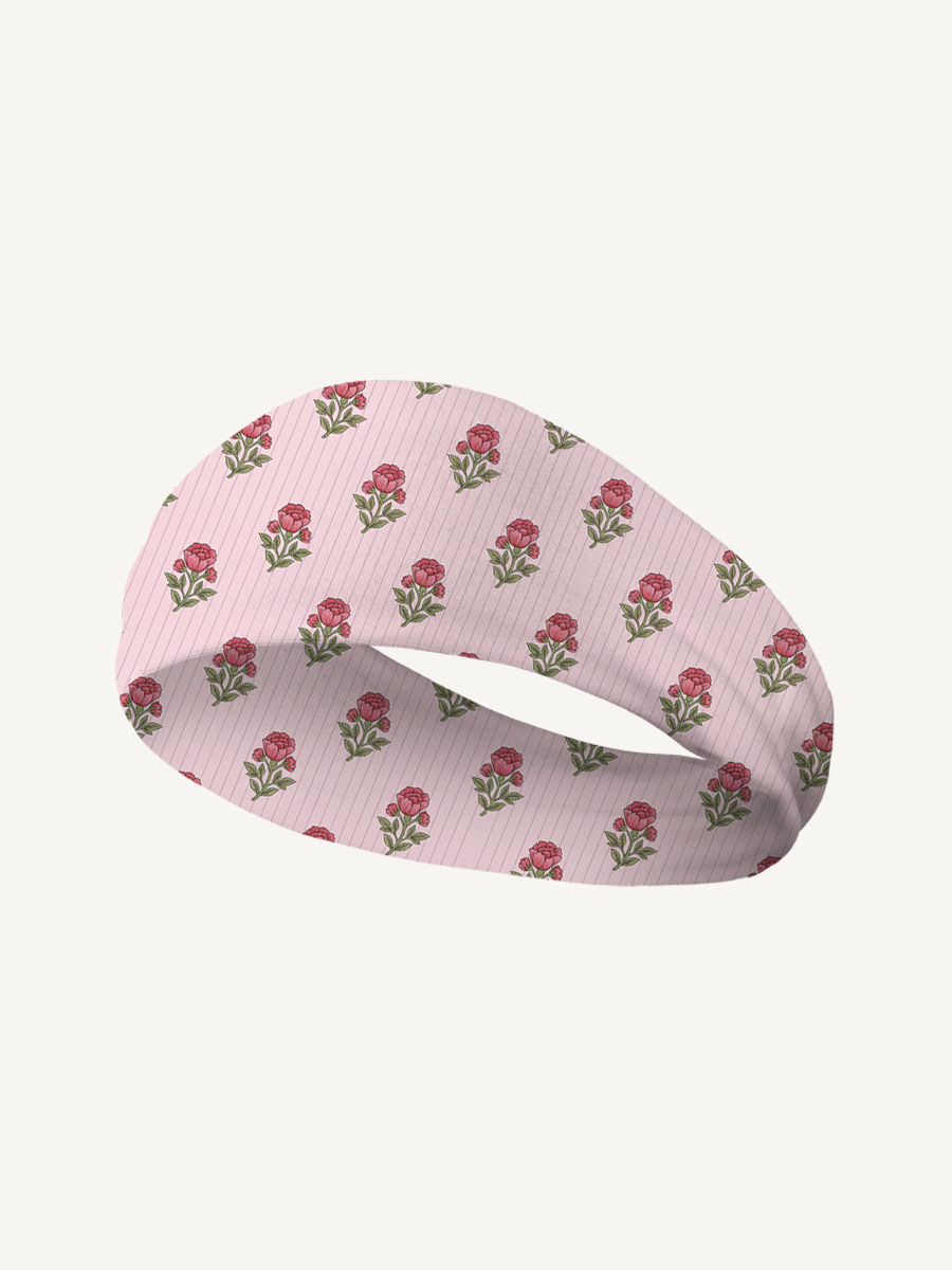 Misty Rose Garden Print Boho Bandeau Headband