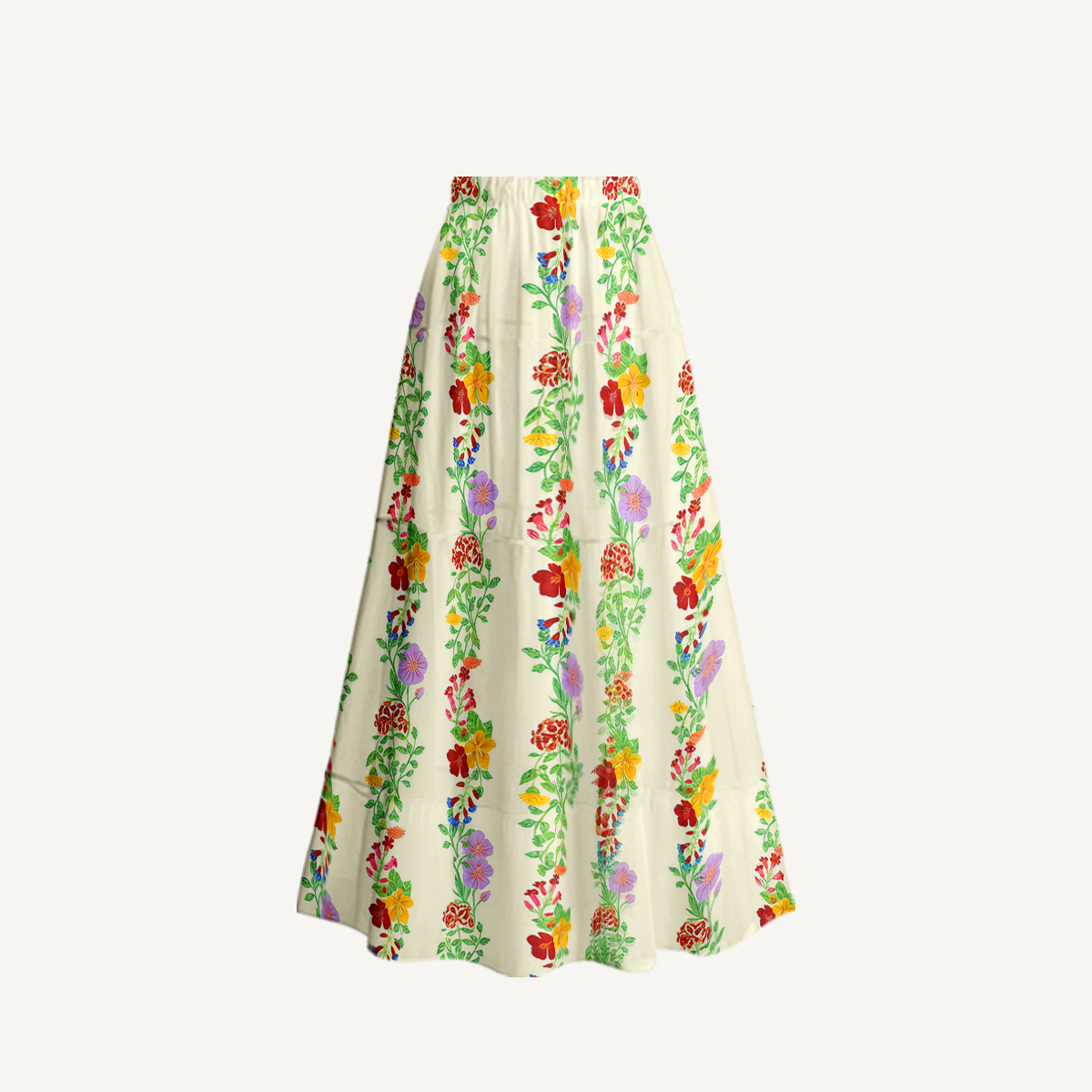 Blossom Trail Ruffled V Neck One Piece Swimsuit and Matching Midi Skirt Set