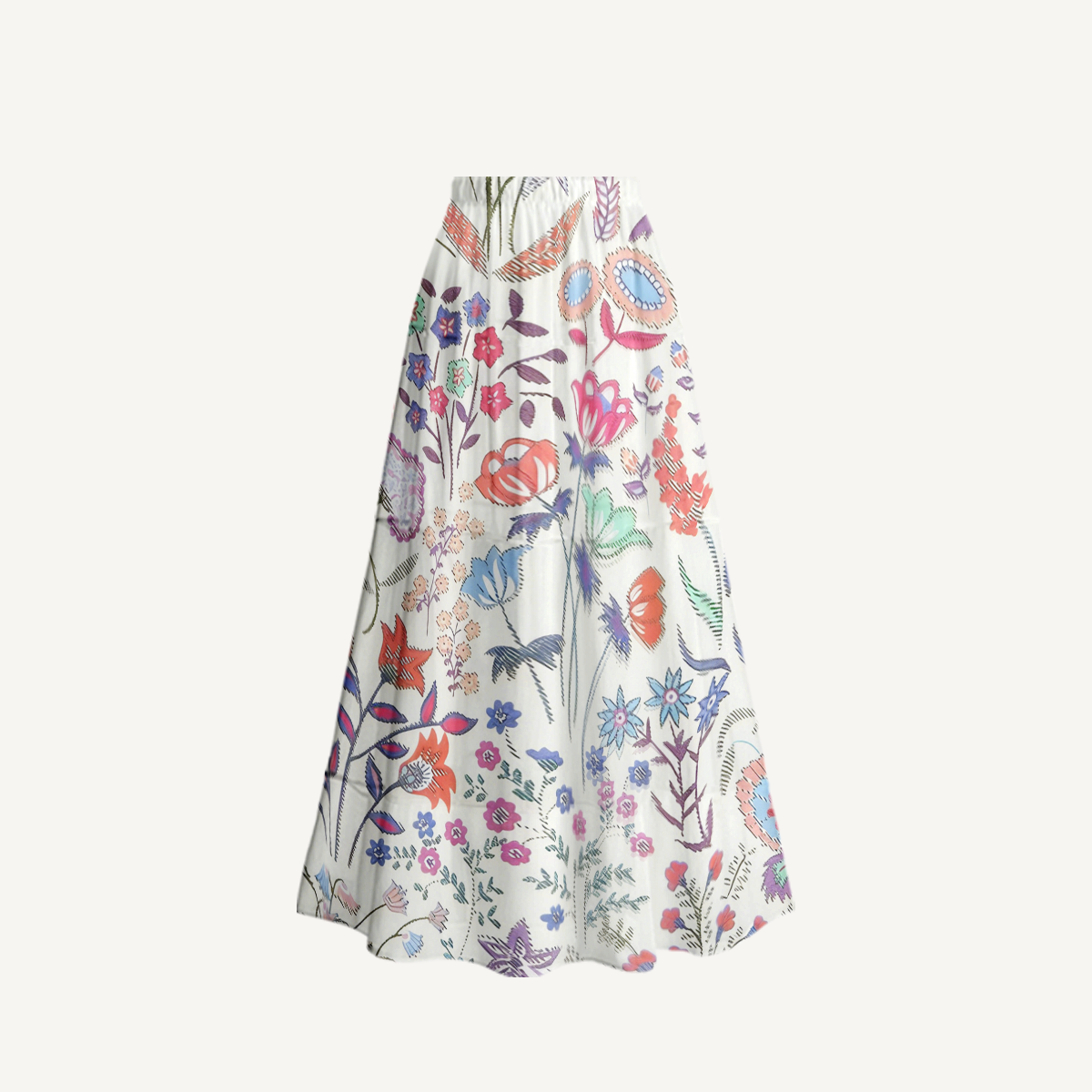 Bohemian Wildflower Garden Ruffled V Neck One Piece Swimsuit and Matching Midi Skirt Set