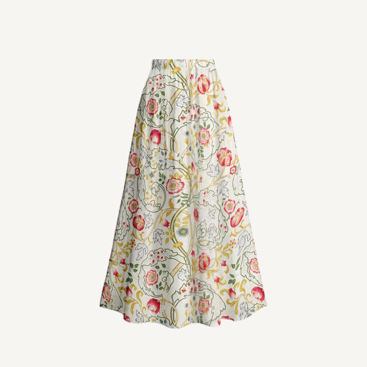 Peony Vine Garden Ruffled V Neck One Piece Swimsuit and Matching Midi Skirt Set