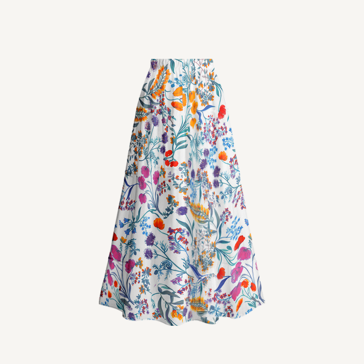 Fiery Meadow Ruffled V Neck One Piece Swimsuit and Matching Midi Skirt Set