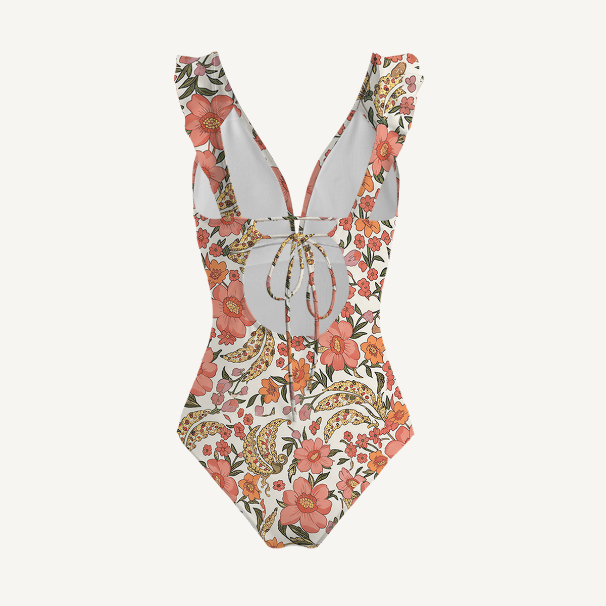 Amber Bloom Ruffled V Neck One Piece Swimsuit and Matching Midi Skirt Set