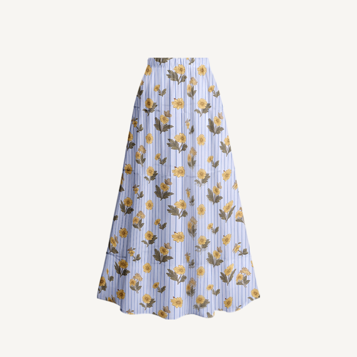 Blue Marigold Ruffled V Neck One Piece Swimsuit and Matching Midi Skirt Set