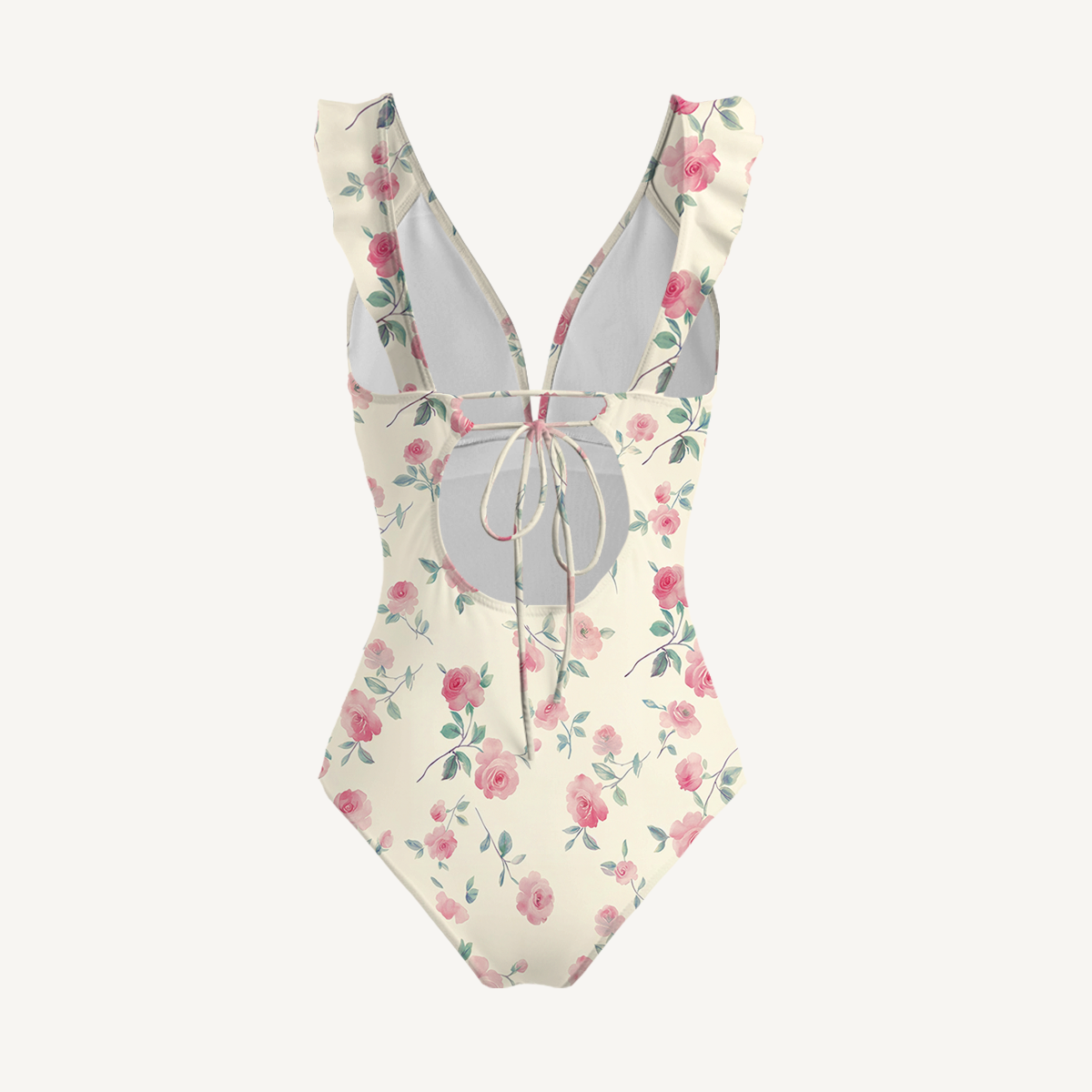 Blush Rose Ruffled V Neck One Piece Swimsuit and Matching Midi Skirt Set