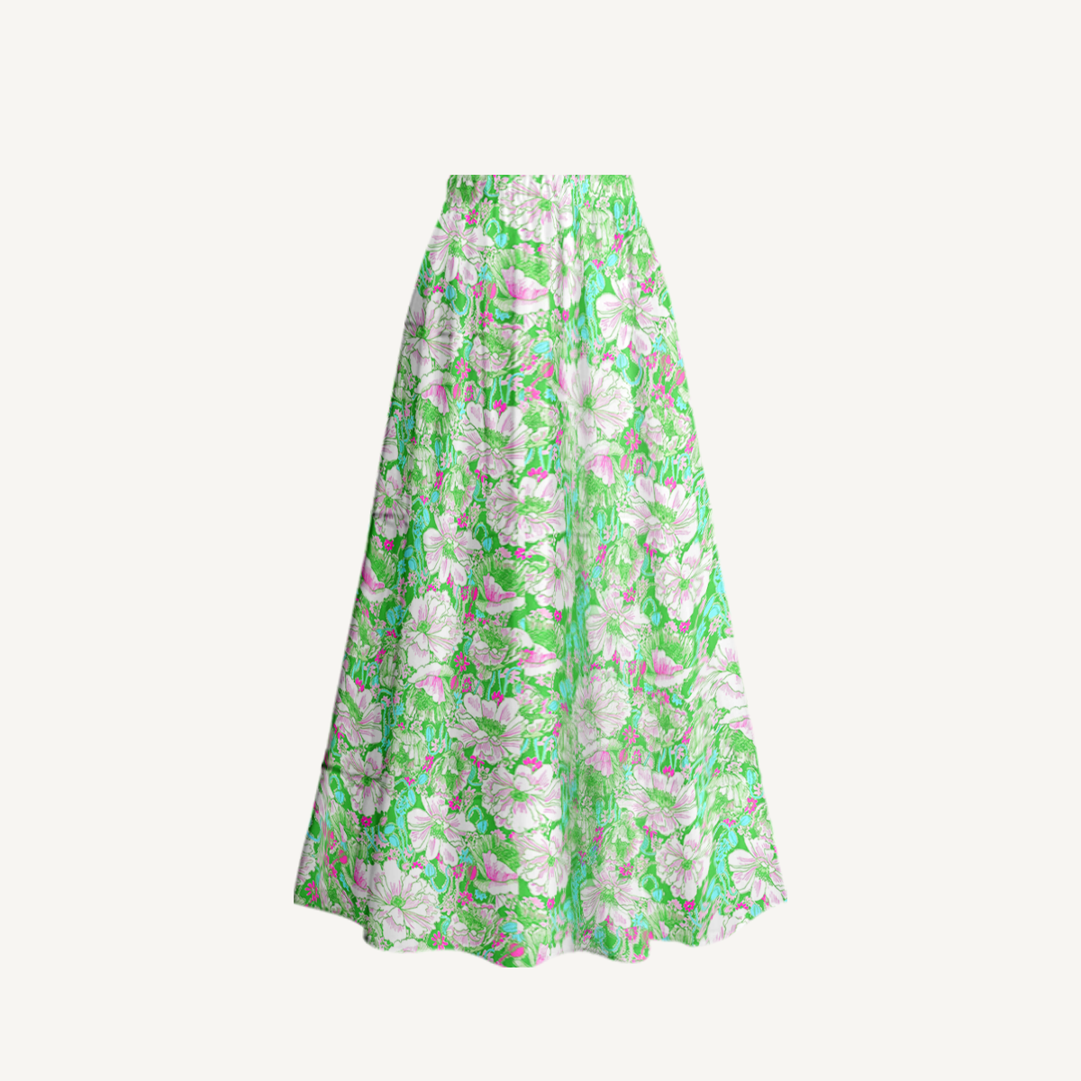 Mint Garden Ruffled V Neck One Piece Swimsuit and Matching Midi Skirt Set